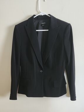 Ann Taylor Black Single-Button Notch Lapel Tailored Blazer